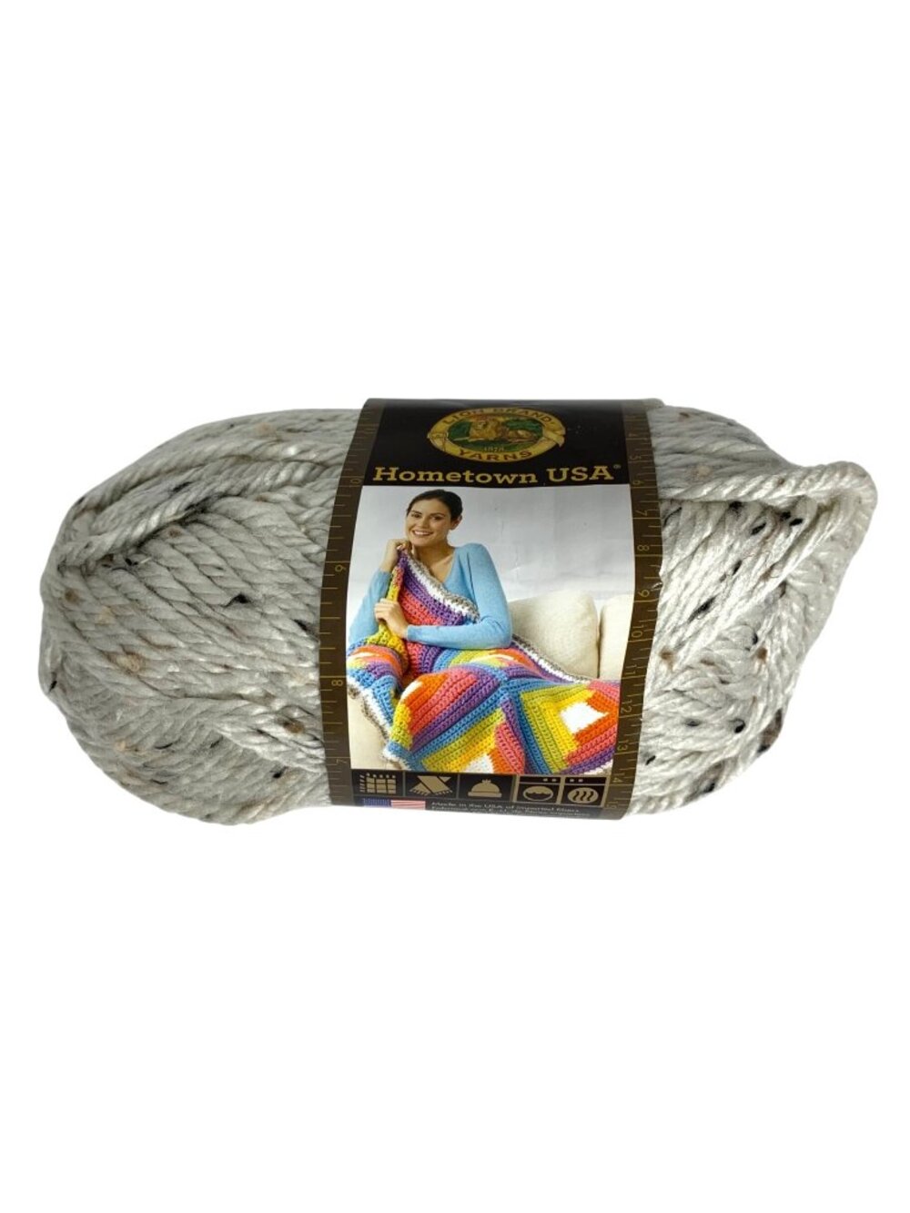 Lot Of Six NWT Lion Brand Yarn 135-302 Hometown Bulky Yarn, Aspen Tweed USA 64YD